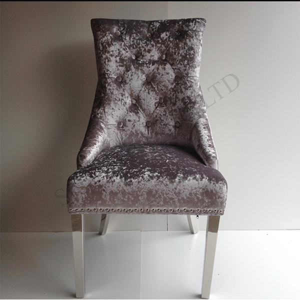 Silver Crushed Velvet Knocker Back Dining Chair - Smart Art Direct